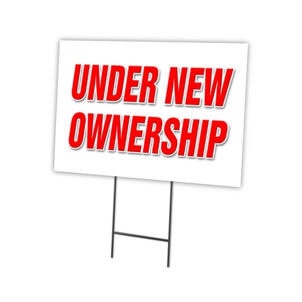 Under New Ownership Yard & Stake outdoor plastic coroplast window, C-1216-DS-Under New Ownership